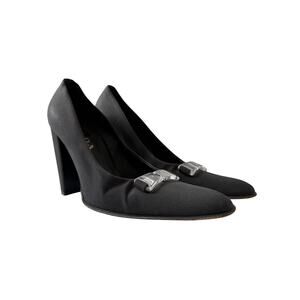 Prada Block Heel Pumps Womens Size 38.5 (US 8.5) Black Vintage Old Money Preppy